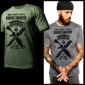 Military Combat Engineer Sapper Action T-Shirt Spec Operation Commandos Iraq Afghanistan Combat Veteran short sleeve T-shirt size S-2XL