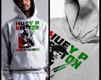 Huey P newton freedom fighters escopeta sudadera con capucha afroamericana Derechos Civiles Activista Historia Camiseta