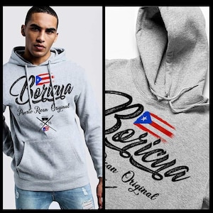 Puerto Rican Boricua Flag pullover hoodie Taino Afro Latino Pride And Power Puerto Rico Map