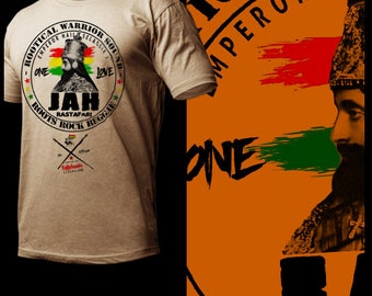 Haile Selassie Jah Rastafari T-Shirt Rastafarian Roots Reggae  Ital Vibration Rootical Dub Music Conqueror Tee