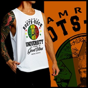 Jah Rastafari Reggae  Rootical Tank Top Haile Selassie Rastafarian Roots Reggae Music Singlet