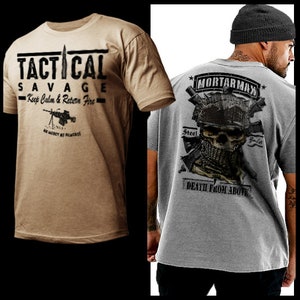 Military Infantry Mortarman Combat Action T-Shirt Spec Operation Commandos Iraq Afghanistan Combat Veteran short sleeve T-shirt size S-2XL