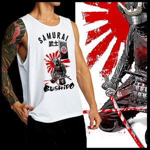 Japanese samurai White tank top Bushido way of the warrior Japan Edo Era Warrior Class Katana Japanese Steel Singlet