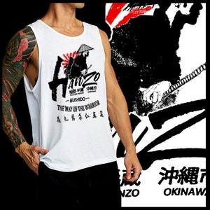 Japanese samurai White tank top Bushido way of the warrior Japan Edo Era Warrior Class Katana Japanese Steel Singlet