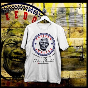 Black History Month Pride and Power Icon Mandela  T-Shirt African Civil Rights Activist Black History Tee