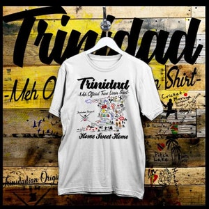 Trinidad und Tobago Insel Karte T-Shirt Trini Stolz und Kultur Karneval Calypso Soca Fete von alten Schule Trini Kerosin Lampe und Cockset Tage