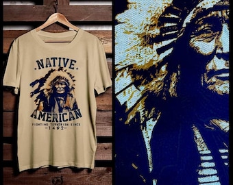 Indiano Nativo Americano Teschio Copricapo Uomo Scollo A V Cotone T-Shirt - Foto 12