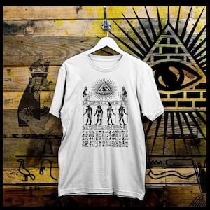 Koszulka z egipskim faraonem starożytne hieroglify kemetyczna wiedza egipt koszulka