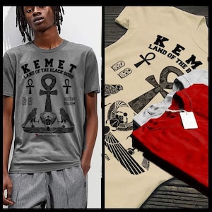 Ancient Egypt ankh Kemetic T-Shirt  Black History African Pre-Colonial  Egyptian Hieroglyphics and Gods Self Knowledge short sleeve men tee