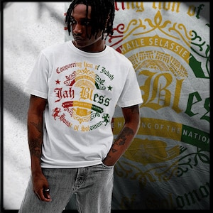 Reggae Haile Selassie Love Jah blessings King Rastafari Irie Lion T-Shirt Rastafarian Roots Reggae Rastaman King Conqueror Dub tee