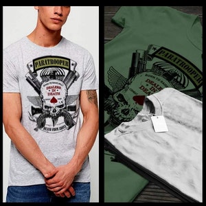 Paracaidista Aerotransportado muerte cita camiseta Combat Veteran American Patriot Military Pride Camiseta