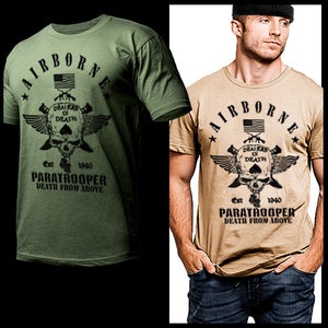 Military Airborne Paratrooper Combat Action T-Shirt Spec Operation Commandos Iraq Afghanistan Combat Veteran short sleeve T-shirt size S-2XL