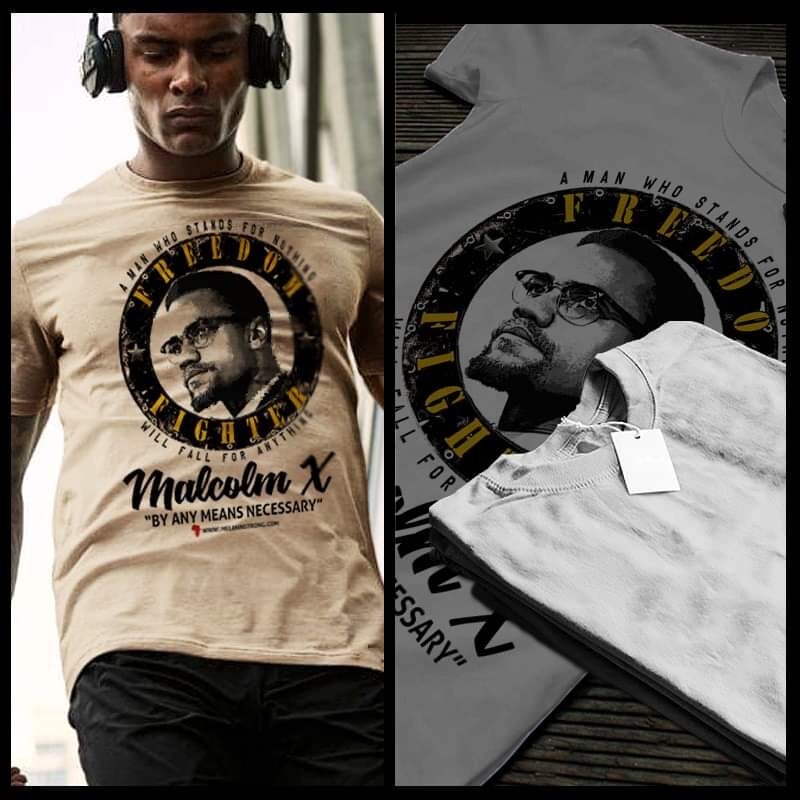 マルコムXが何かのために立ち上がる名言Tシャツ アフリカ系アメリカ人 