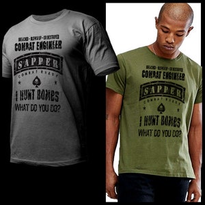 Military Sapper Combat Engineer INF Combat Action T-Shirt Spec Operation Commando Iraq Afghanistan Combat Veteran short sleeve Size S-2XL