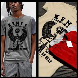 Ancient Egypt ankh Kemet Africa Falcon T-Shirt  Black History Pre-Colonial  Egyptian Hieroglyphics Gods Self Knowledge short sleeve men tee