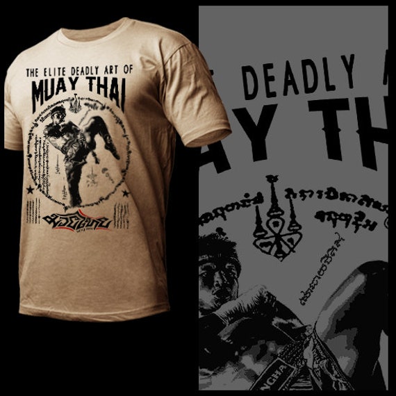 Muay Thai Thailand Sak Yant fighter Thai Boxer T-Shirt Traditional Thai Boxing Martial Arts Ancient Script Tattoo Full Contact Kickboxing