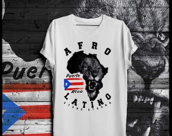 Afro Latino Puerto Rico Flag T-shirt Puerto Rican Boricua Pride and Culture puerto rico map and flag