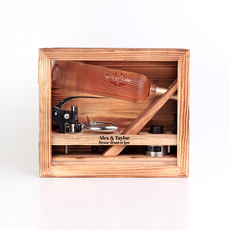 Birthday gift, Personalized wine gift box with window, wine rack, wine accessories gifts, wine glass, cocktail kit, custom Thanksgiving gift Personalization