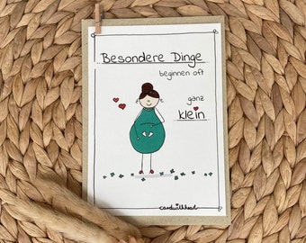 Karte "Besondere Dinge“ - Babykarte, Karte zur Schwangerschaft