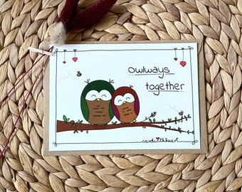 Karte "Owlways together", Karte Eulen