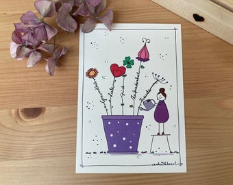 Grußkarte "Gute Wünsche", Geburtstagskarte Blumen