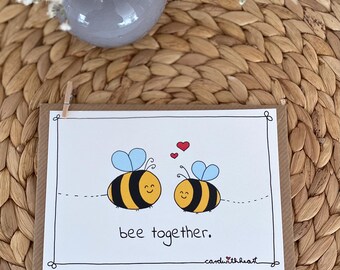 Karte "bee together“, Karte mit Biene und Herz