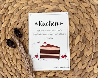 Karte "Kuchen hat wenig Vitamine"
