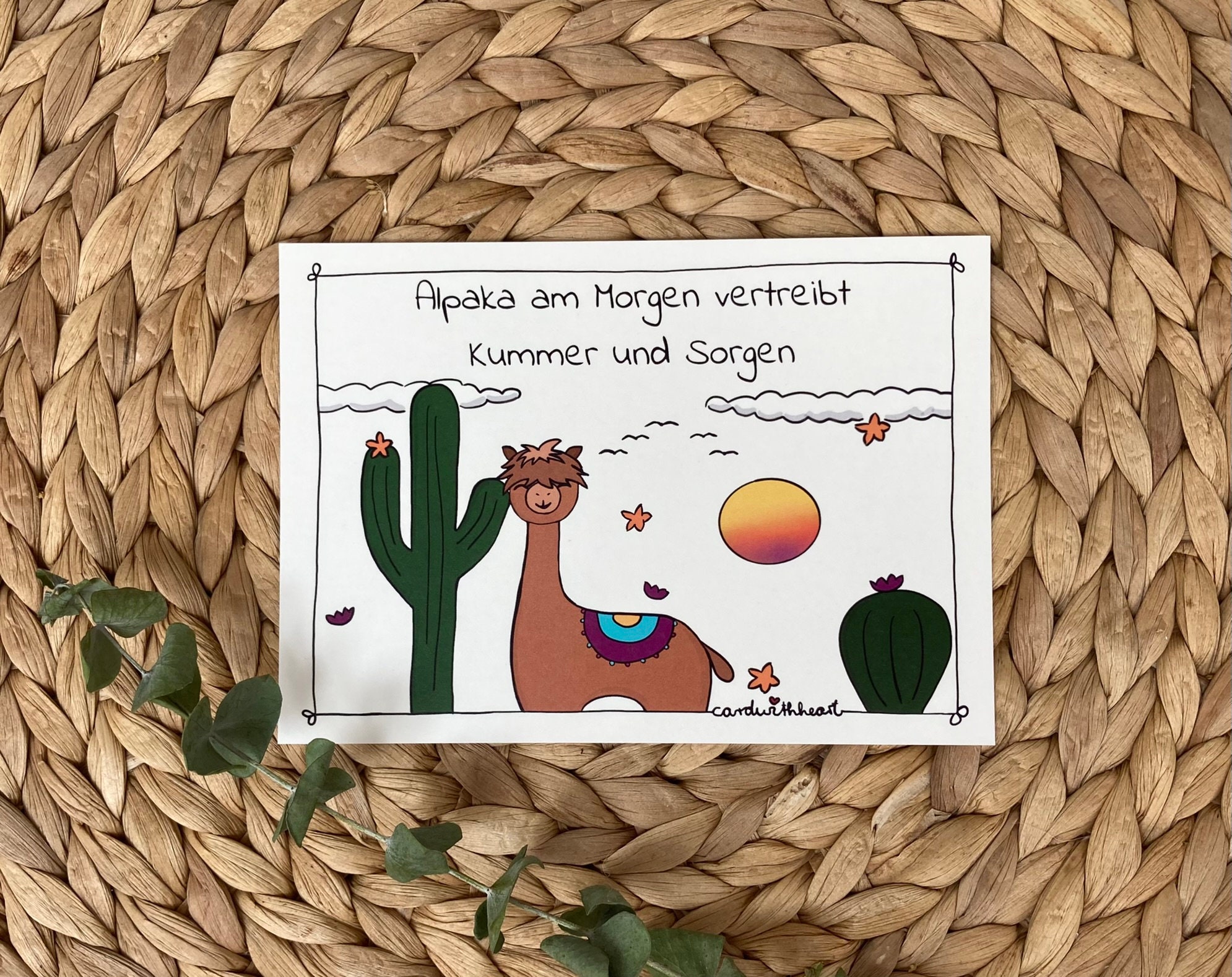 Karte "Alpaka am Morgen", Karte Alpaka - Etsy.de