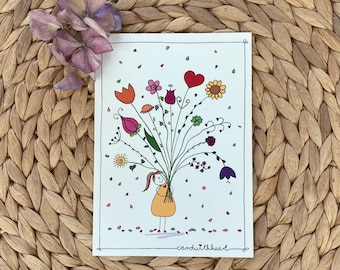 Karte "Blumenstrauß" - Gute Besserung, Alles Gute, Glückwunsch, Für Dich