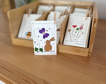 Mini-Klappkarte mit Klammer, Motiv Osterhase