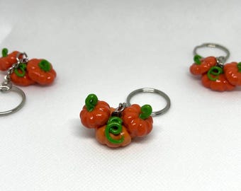 Handmade Pumpkin Keychain – Polymer Clay Charm