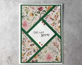 Handmade Blue Floral Get Well Card, Fractured Card - Etsy