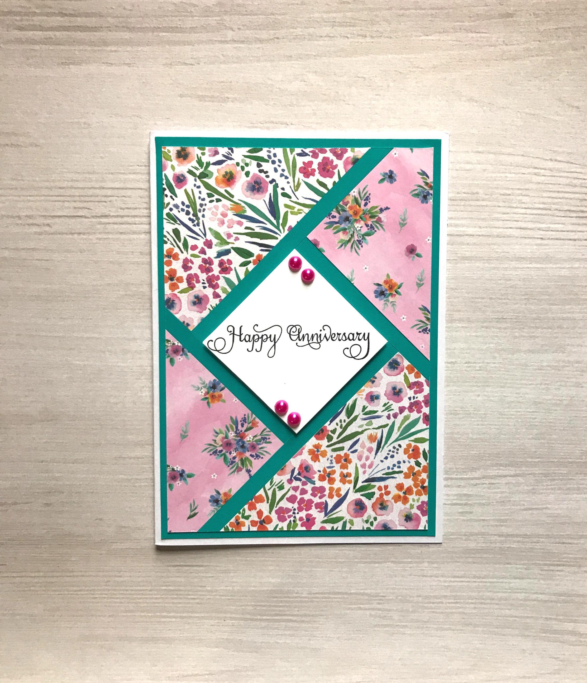 Handmade Anniversary Card With Flowers - Etsy