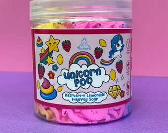 Unicorn Poo Whipped Soap. Raspberry Lemonade Scented. Thick, Brightly Coloured, Luxuriously Scented.