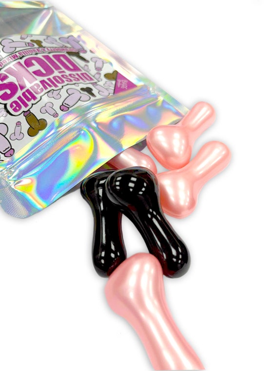 Dissolvable D*cks. 8 XXL Penis Shaped Bath Pearls. Strawberry and Vanilla  Mix. Hen Party Gift. Rude Gift. Willy Shaped Bath Pearls