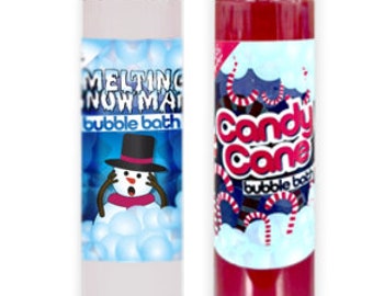 Bubble Bath Double Pack - Melting Snowman (Vanilla) and Candy Cane Double Pack. Bubble Bath Stocking Fillers, Christmas Eve Box Fillers.