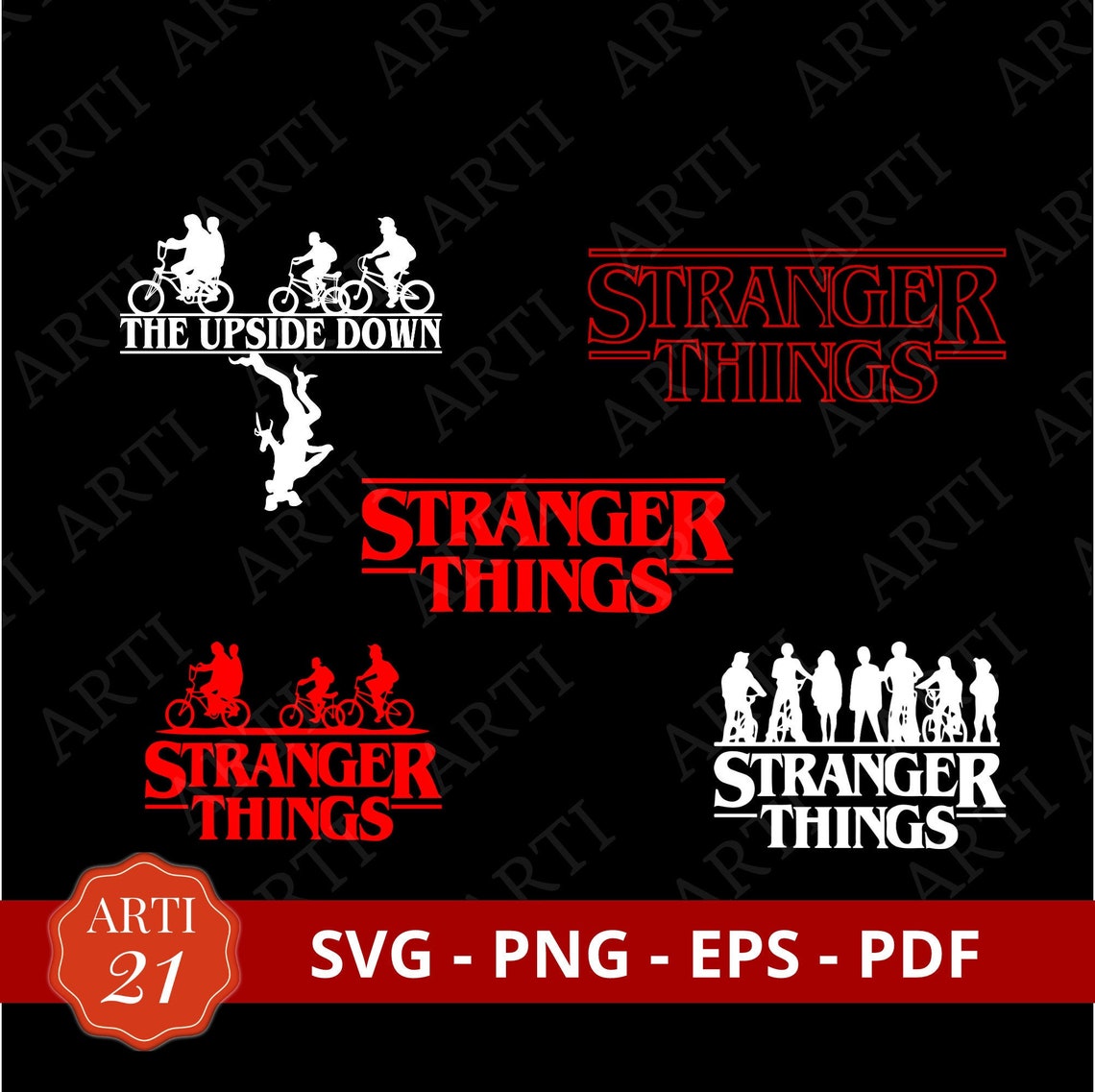 Stranger Things Logo Bundle 5 File / SVG / PNG / PDF / Eps / | Etsy