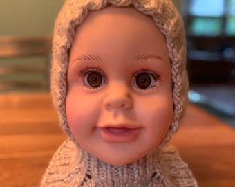 Hand Knit Cable Infant Balaclava