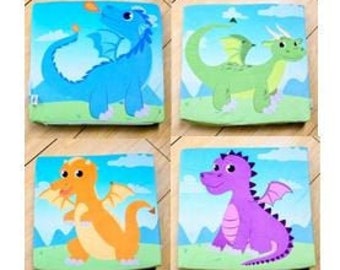 4-Pack vloerstoelkussens / zitkussen voor kinderen en klaslokalen - Dinosaurussen