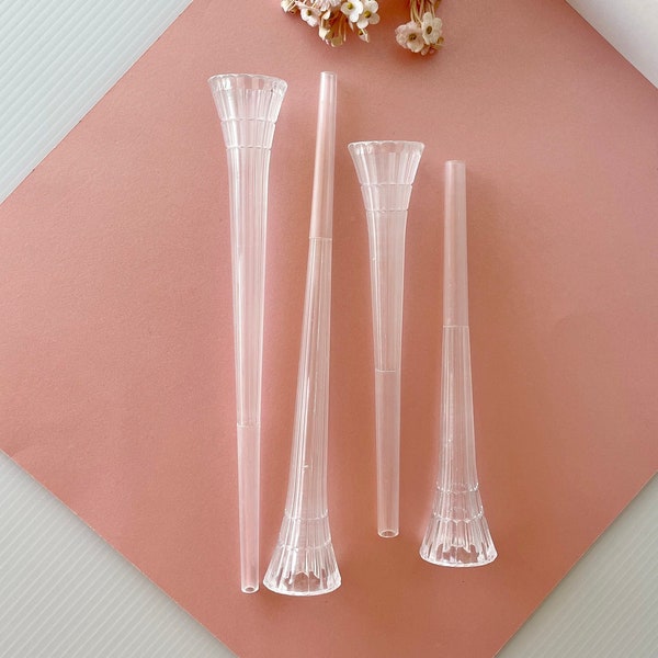 Vintage Wilton Wedding Cake, Clear Spiked Pillars; PAIR of 9" OR 7" Tall Crystal Look Columns for Cake Decorating, Doll House or Crafts