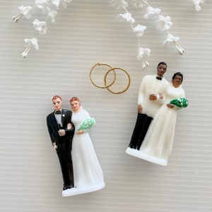 Décoration de gâteau de mariage vintage : figurine des mariés, 1960s NOS