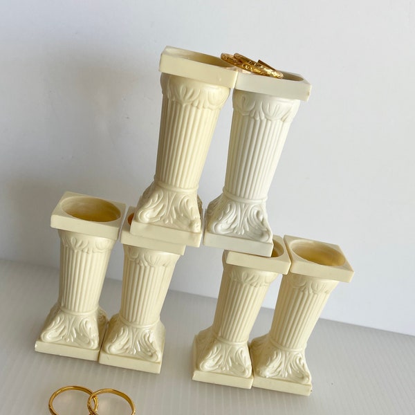 Small Vintage Wedding Cake Pillars; Pair of Fancy, Leaf Design Columns; Cake Decorating; Doll House or Crafts