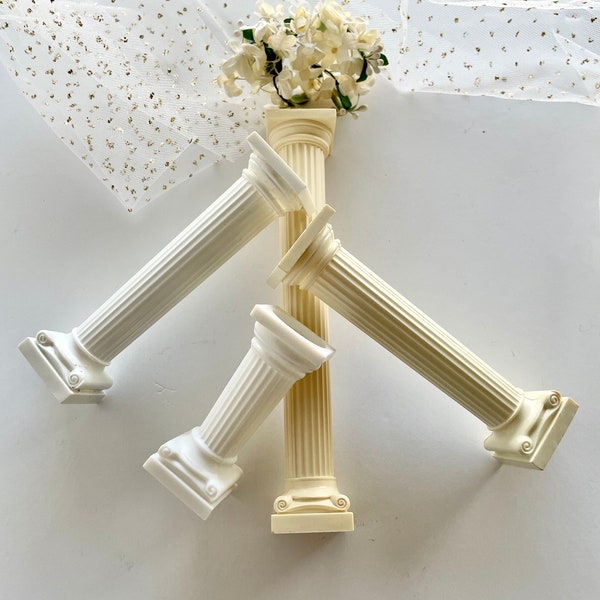 Vintage Wilton Wedding Cake Pillars; Pair of Fancy Grecian Columns; 7, 5 OR 3 Inch for Cake Decorating; Doll House or Crafts