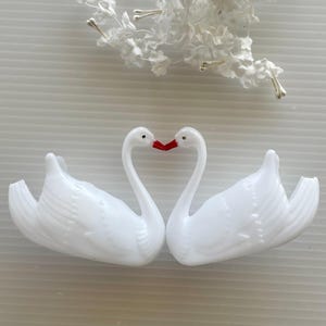 Vintage Swan Cake Toppers, Pair OR Set of 4 White Lovebird Decorations for Wedding Cakes, Crafts, or Favors; Bridal Cake Supplies; 1960s