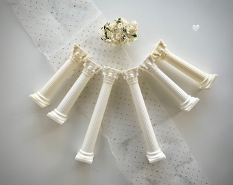 Vintage Wilton Wedding Cake Pillars; 7 OR 5 Inch Fancy Corinthian Columns for Cake Decorating; Doll House or Crafts; 1957 and 1975