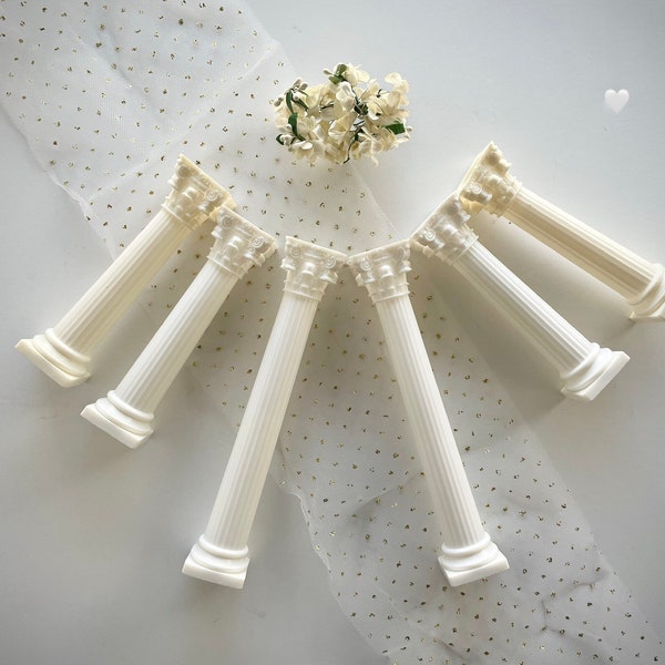 Vintage Wilton Wedding Cake Pillars; 7 OR 5 Inch Fancy Corinthian Columns for Cake Decorating; Doll House or Crafts; 1957 and 1975