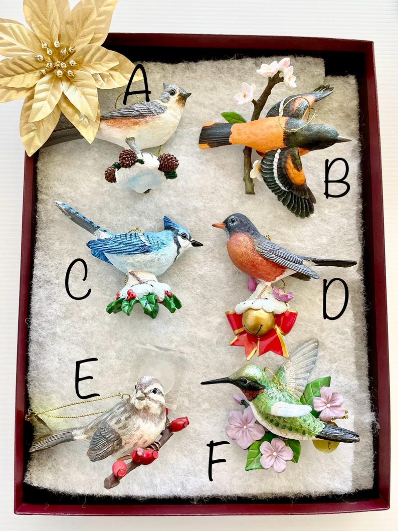 Vintage Songbird Christmas Ornaments Choose ONE Danbury Mint Porcelain