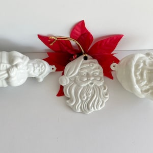 Vintage White Ceramic Santa Christmas Ornament or Bell by Midwest Importers Cannon Falls, Old World, CHOOSE ONE