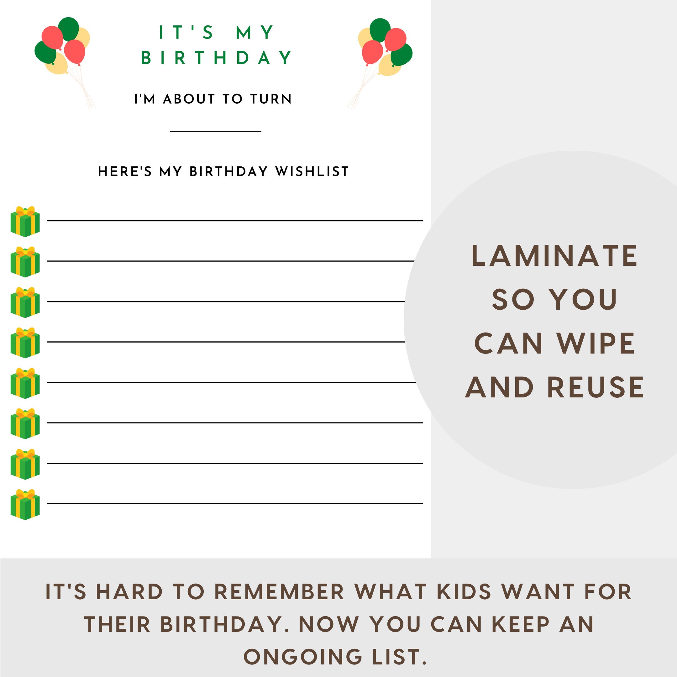 It's My Birthday | Birthday Printable Wishlist - Etsy
