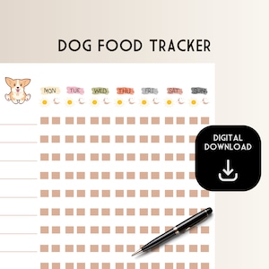 Hondenvoertracker - 12 weken | Huishoudelijke hondenvoergrafiek voor koppels, hondenloperplanner, feedhondherinnering, afdrukbare huisdierengrafiek